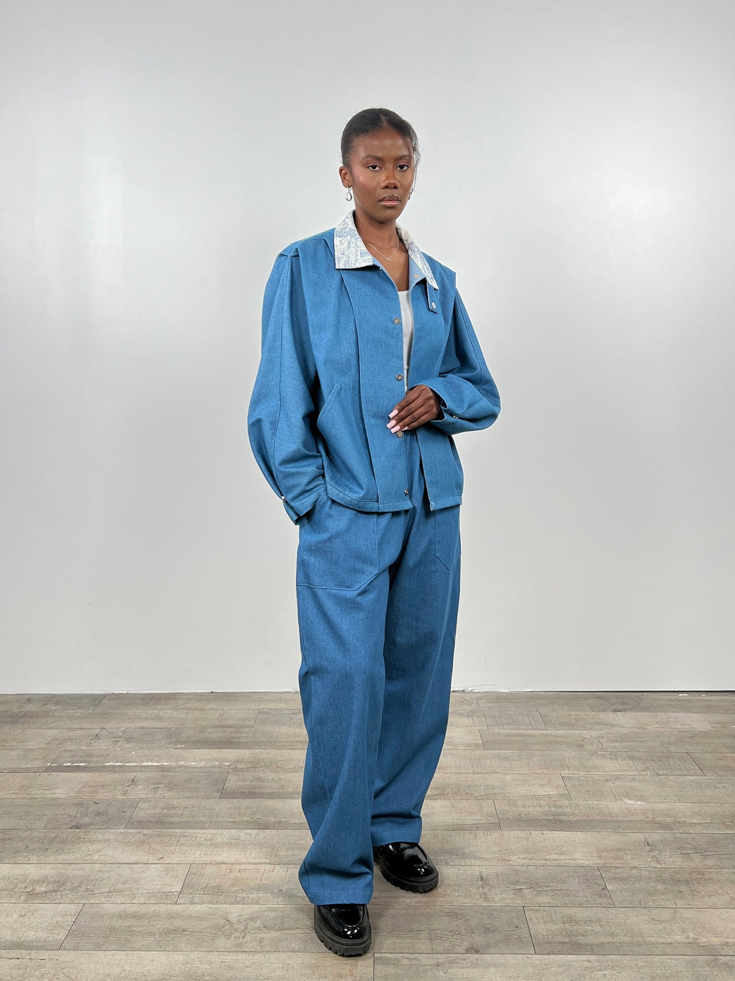 LA SUR-CHEMISE BLEU TOILE DE JOUY