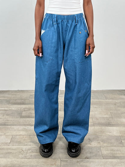 LE FUTAL DENIM BLEU TOILE DE JOUY