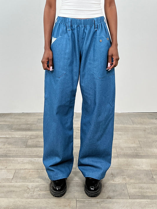 LE FUTAL DENIM BLEU TOILE DE JOUY