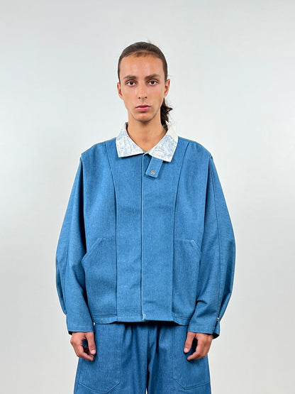 LA SUR-CHEMISE BLEU TOILE DE JOUY