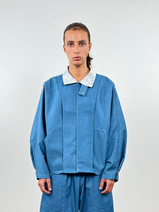 LA SUR-CHEMISE BLEU TOILE DE JOUY
